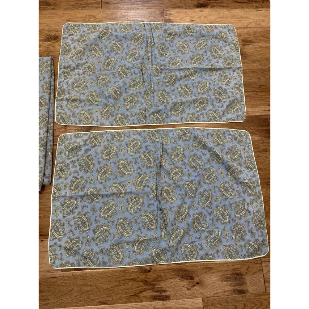 RALPH LAUREN Studio Paisley Oceanside KING Duvet Cover & Shams 100% Cotton ITALY